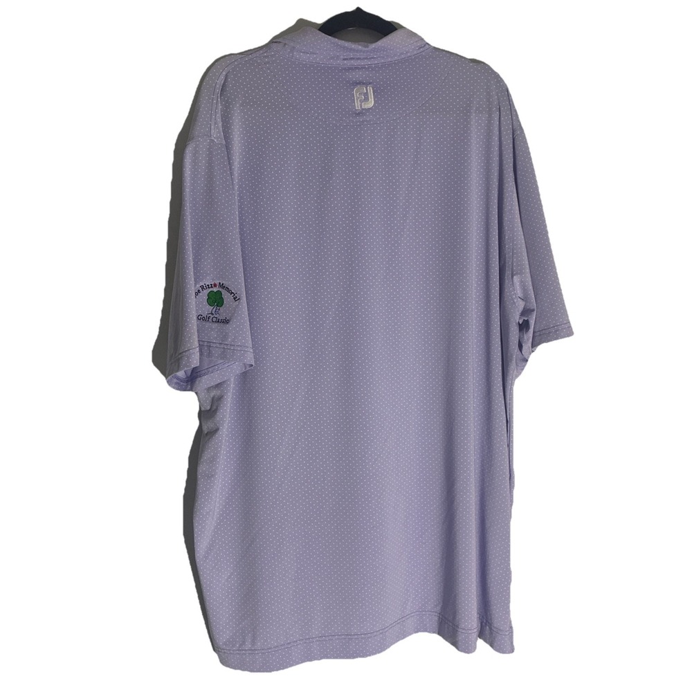 FootJoy Men's 2XL Blue Polka Dot Polo Shirt Performance Stretch Golf - Picture 5 of 7